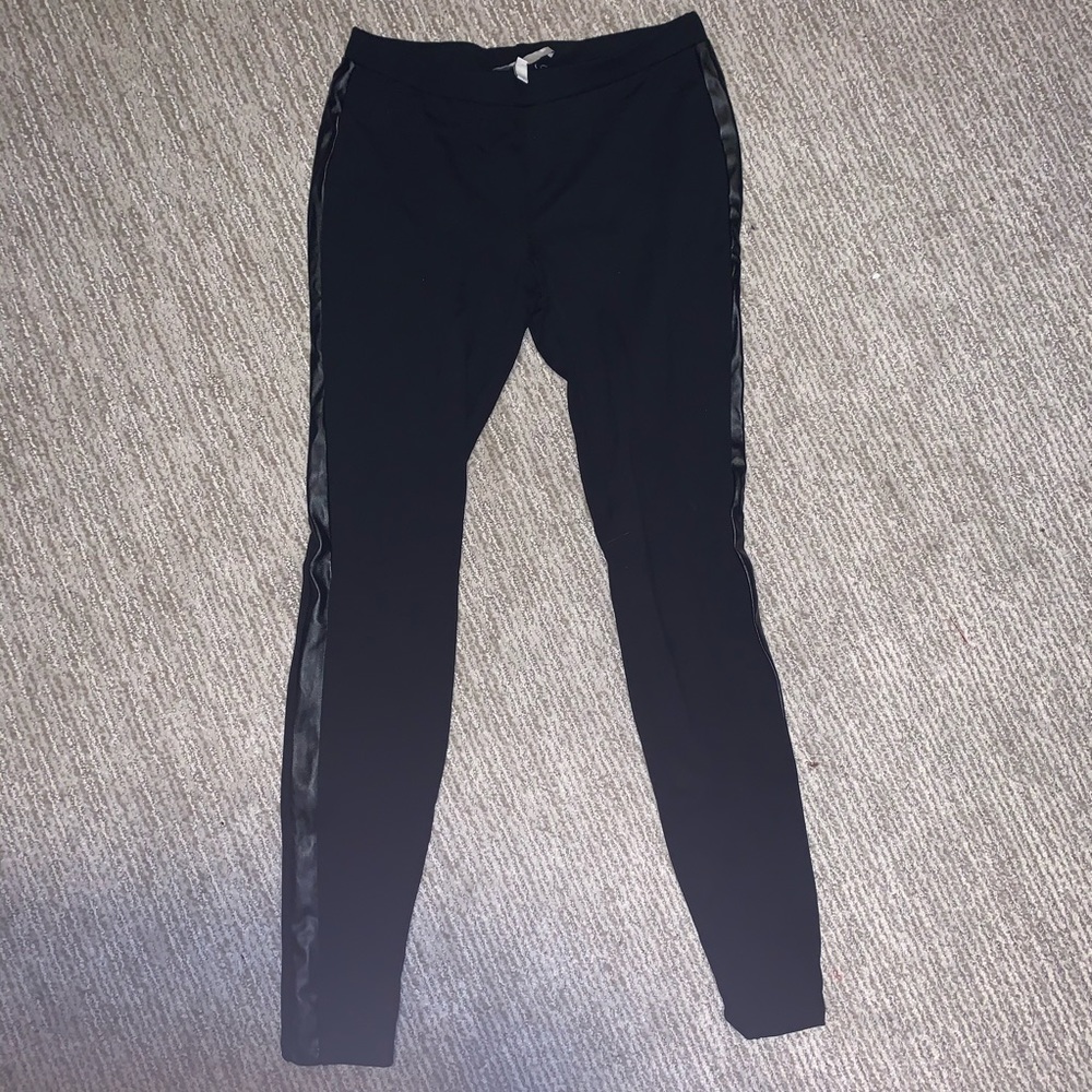 Black XS Joie leggings with leather strip on sides